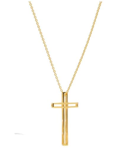 Pure Luxuries Gift Packaged 'daniela' 18ct Yellow Gold 925 Silver Cross Necklace - Metallic