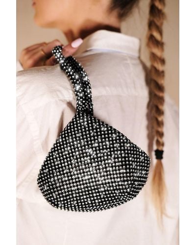 Where's That From 'diamante' Mini Chainmail Pouch Bag - Black