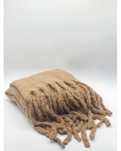 SVNX Beige Knitted Scarf With Tassels - Natural