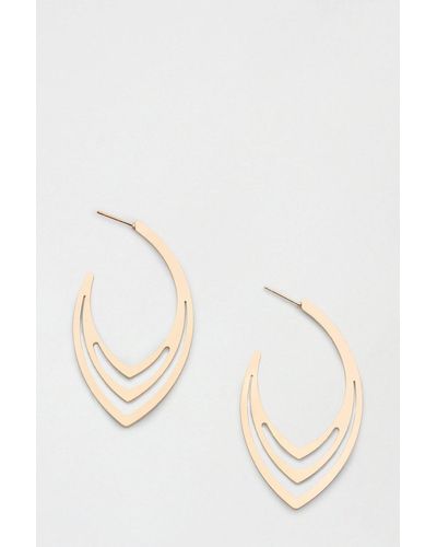 Dorothy Perkins Gold Oval Lined Hoop Earrings - Natural