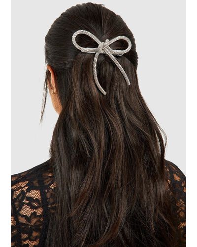 Boohoo Diamante Bow Hair Clip - Black