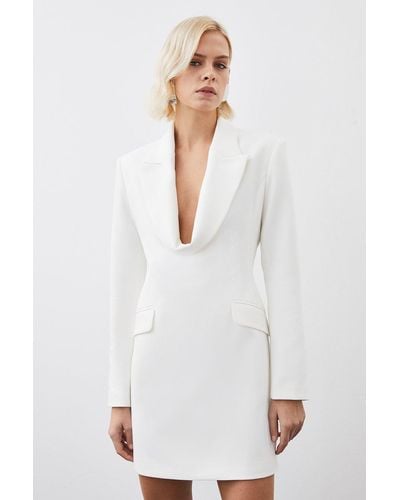 Karen Millen Curved Neckline Tailored Blazer Dress - White