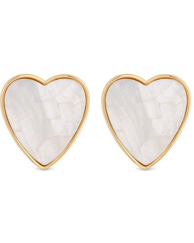 Jon Richard Gold Plated Mother Of Pearl Heart Stud Earrings - Natural