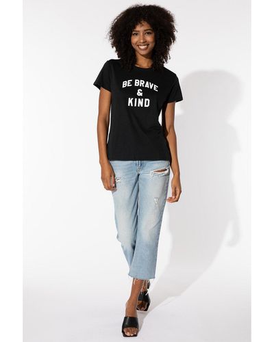 Sub_Urban Riot Be Brave And Kind Womens Loose Slogan T-shirt - Black