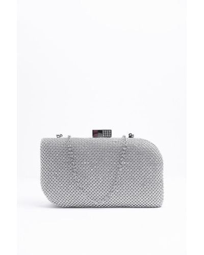 Where's That From 'diamante' Clutch Box Bag - Grey