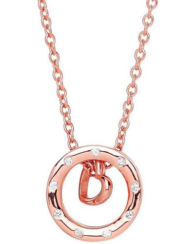 Jewelco London Rose Silver Cz Eternity Halo Charm Necklace 17 + 2 Inch - Metallic