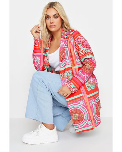 Yours Tile Print Blazer - Red