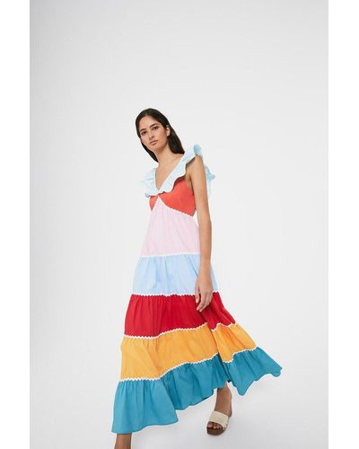 Warehouse Rainbow Tiered Maxi Dress