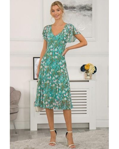 Jolie Moi Dailyn Floral Print Mesh Maxi Dress - Green