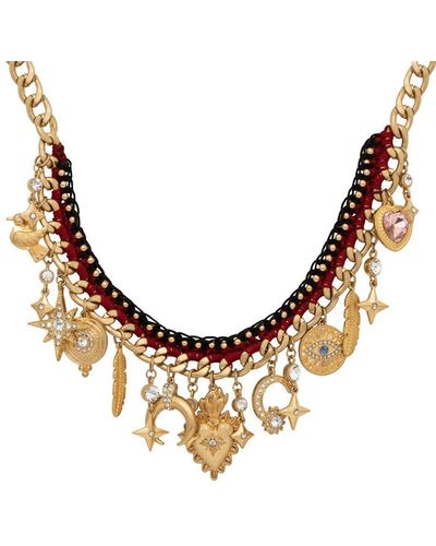 Bibi Bijoux Gold 'goodness' Multi Charm Necklace - Brown