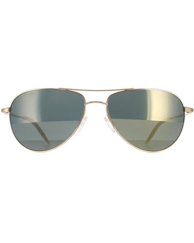 Oliver Peoples Aviator 18k Gold Plated G15 Goldtone Vfx Sunglasses - Grey
