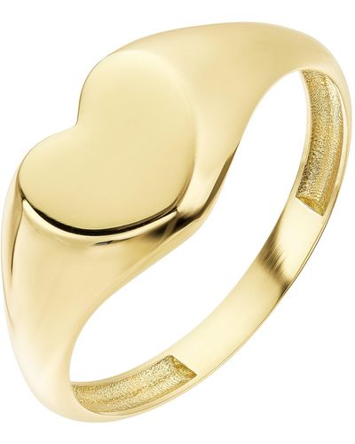 The Fine Collective 9ct Yellow Gold Heart Signet Ring - Metallic
