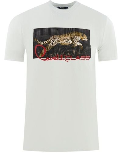 Class Roberto Cavalli Boxed Leopard Logo White T-shirt