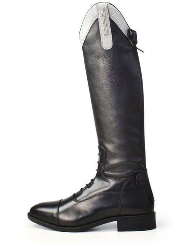 Brogini Como Piccino Leather Wide Long Riding Boots - Black