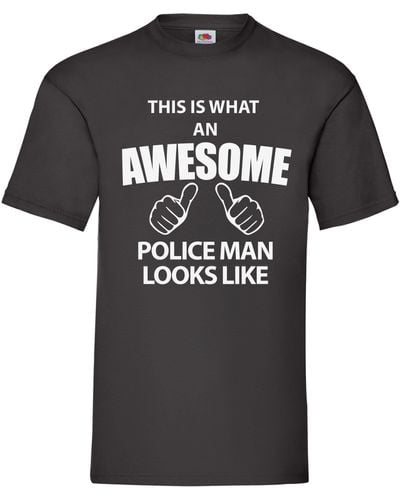 60 SECOND MAKEOVER This Is What An Awesome Police Man Looks Like Tshirt - Black