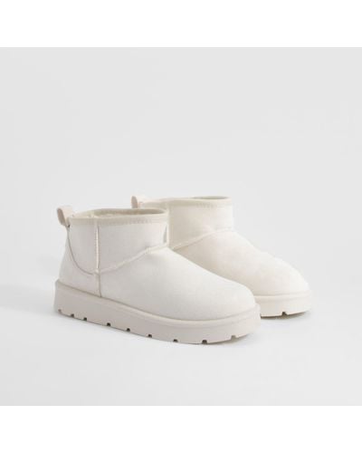 Boohoo Ultra Mini Cosy Boots - White