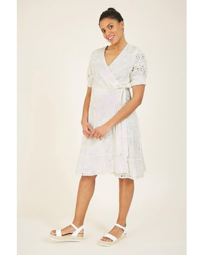 Yumi' Broderie 'elicia' Wrap Dress - Natural