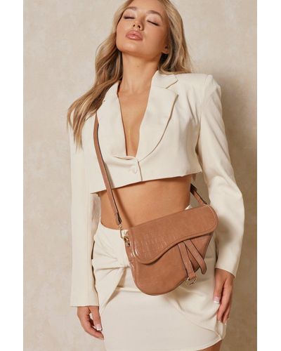 MissPap Leather Look Saddle Bag - Natural