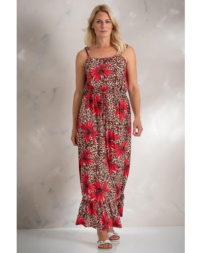 Klass Animal And Floral Print Maxi Dress - Red