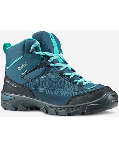 Quechua Decathlon Waterproof Walking Shoes - Mh120 Mid- Size 3-5 - Blue