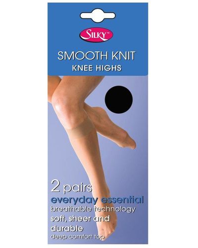 Silky Smooth Knit Knee Highs (2 Pairs) - Blue