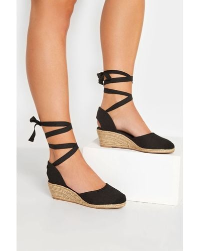 Yours Wide & Extra Wide Fit Espadrille Wedge Sandals - Black