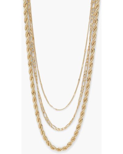 Boohoo Gold Triple Rope Twist Chain Necklaces - White