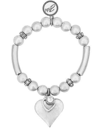 Bibi Bijoux Silver 'sparkling Layer Heart' Ball Bracelet - White