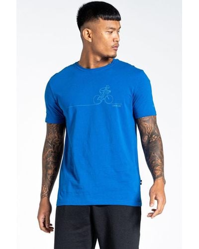 Dare 2b Ribbed Collar Cotton 'perpetuate' Short Sleeve T-shirt - Blue
