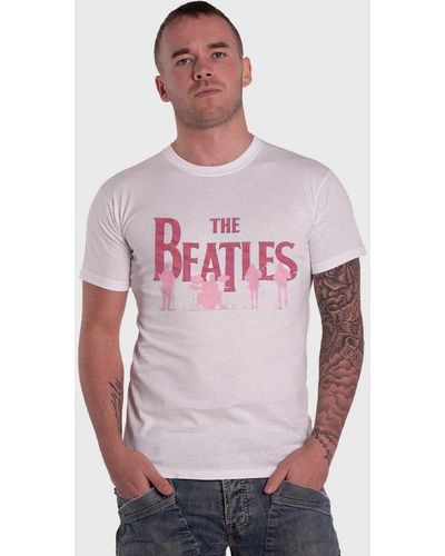 Beatles Band Silhouettes T Shirt - Pink