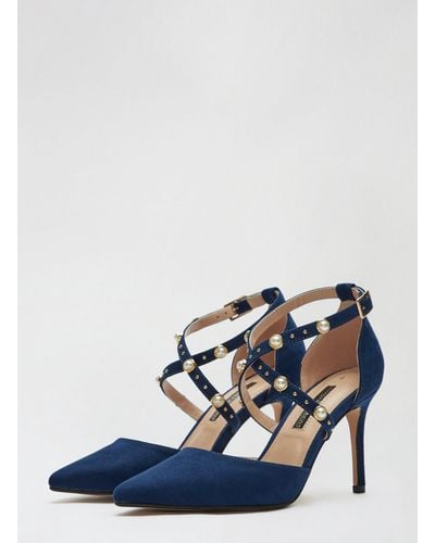 Dorothy Perkins Navy Drape Cross Strap Court Shoes - Blue