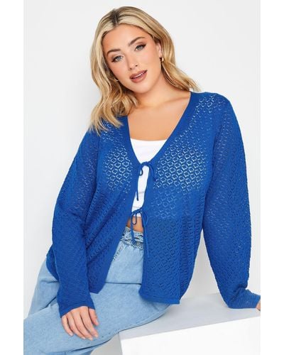 Yours Tie Knot Front Cardigan - Blue