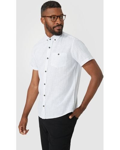 MAINE Textured Mini Leaf Print Shirt - White