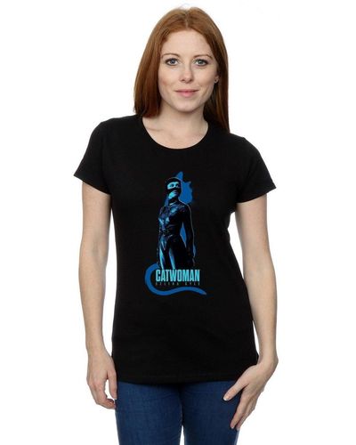 Dc Comics The Batman Catwoman Silhouette Cotton T-shirt - Black