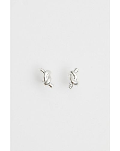 Simply Silver Sterling Silver 925 Knotted Stud Earrings - Metallic