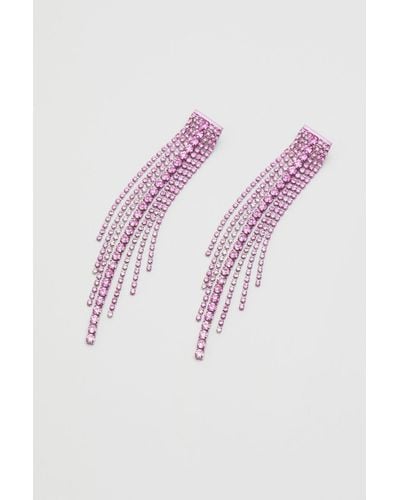 Lipsy Silver Diamante Cupchain Fuchsia Pink Earrings