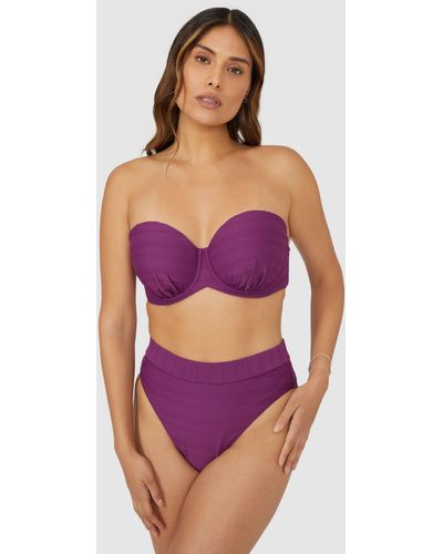 Gorgeous Textured Padded Strapless Bikini Top - Purple