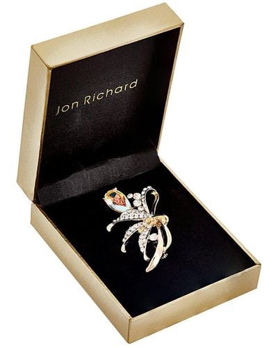 Jon Richard Gold And Aurora Borealis Brooch - Gift Boxed - Black