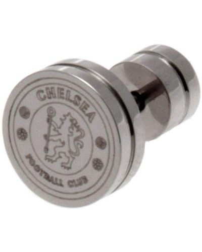 Chelsea Fc Stainless Steel Engraved Stud Earring - Grey