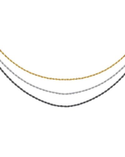 Jewelco London 3-colour Silver Rope Chain Triple Drop Necklace 36 Inch - White