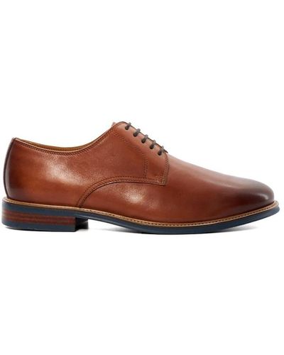 Dune Wide Fit 'stanleyy' Leather Lace Up Shoes - Brown