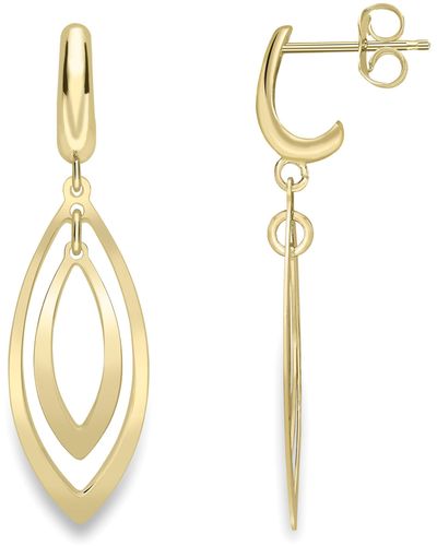Jewelco London 9ct Gold Oval Eye Pod Drop Earrings - Ernr02450 - Metallic