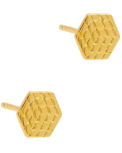 Pure Luxuries London Gift Packaged 'amoli' 18ct Yellow Gold Plated 925 Silver Geometric Stud Earrings - Metallic