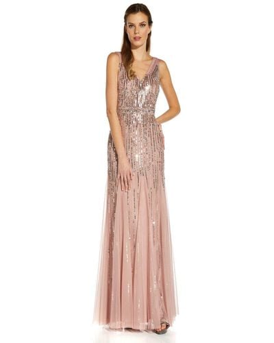 Adrianna Papell Beaded Gown With Godets - Multicolour