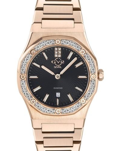 Gv2 Palmanova Black Dial Rose Gold Swiss Quartz Watch - Grey