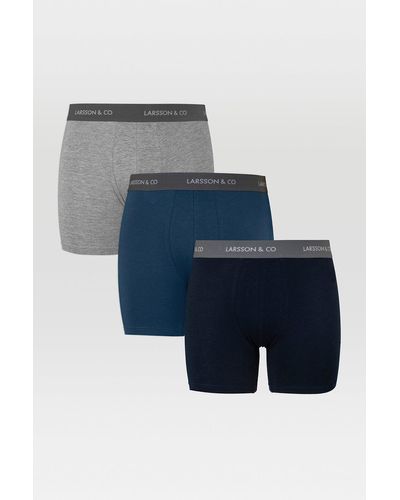 Larsson & Co 3 Pack Boxers With Grey Taping - Blue