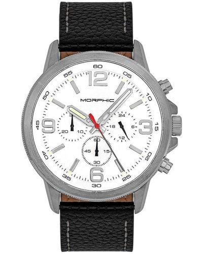 Morphic M86 Series Chronograph Leather-band Watch - Black