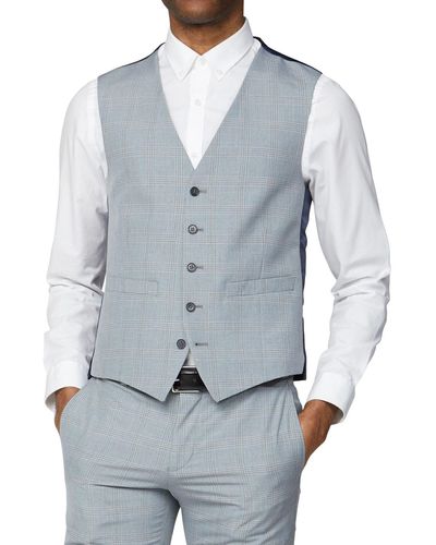 Ben Sherman Check Waistcoat - Blue