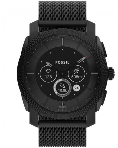 Fossil Gen 6 Hybrid Machine Stainless Steel Wear Os Watch - Ftw7062 - Black