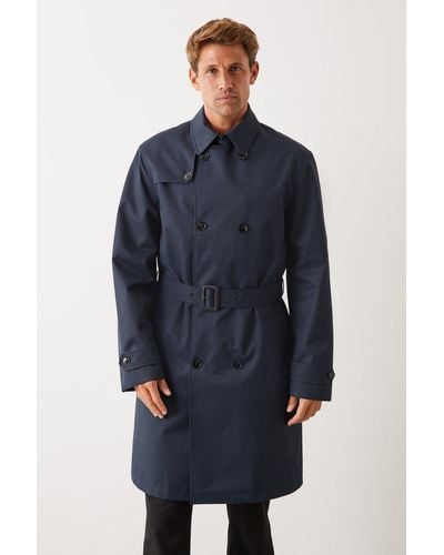Burton Double Breasted Trench Coat - Blue
